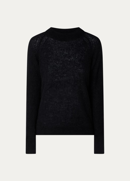 Bruuns Bazaar Ama grofgebreide trui in alpaca wolblend - voorkant zwart