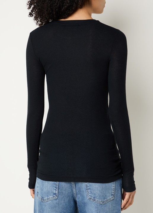Bruuns Bazaar AngelaBB semi-transparante longsleeve in wolblend - achterkant 3 zwart