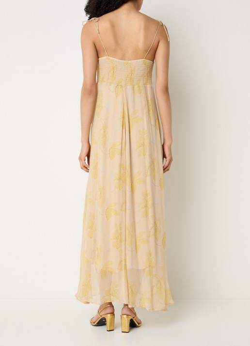 Bruuns Bazaar Bally maxi jurk met print - achterkant okergeel