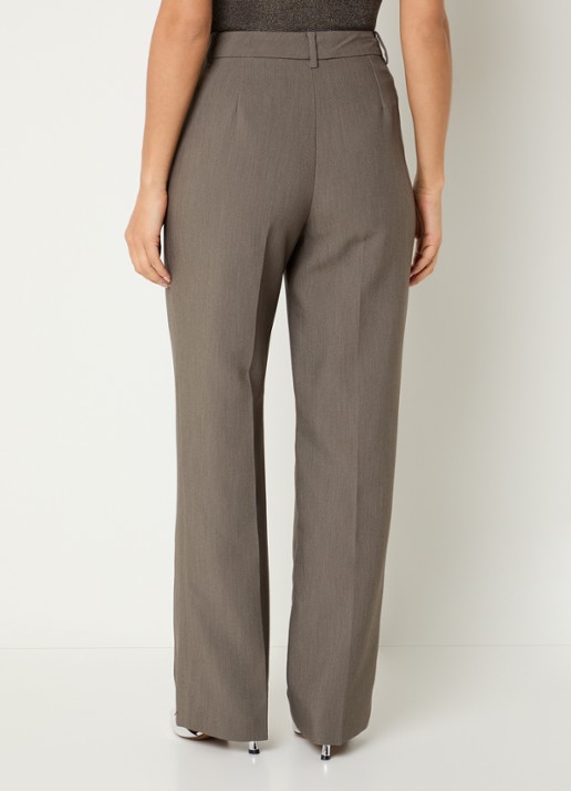 Bruuns Bazaar Cindy high waist flared fit pantalon met steekzakken - achterkant grijsmele