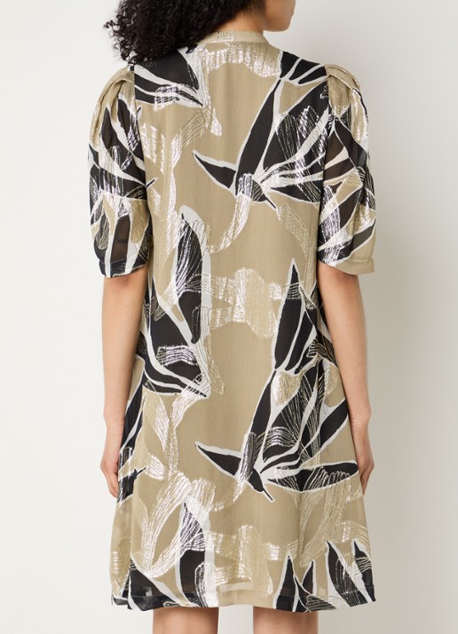 Bruuns Bazaar Diega mini blousejurk met print - achterkant 3 khaki