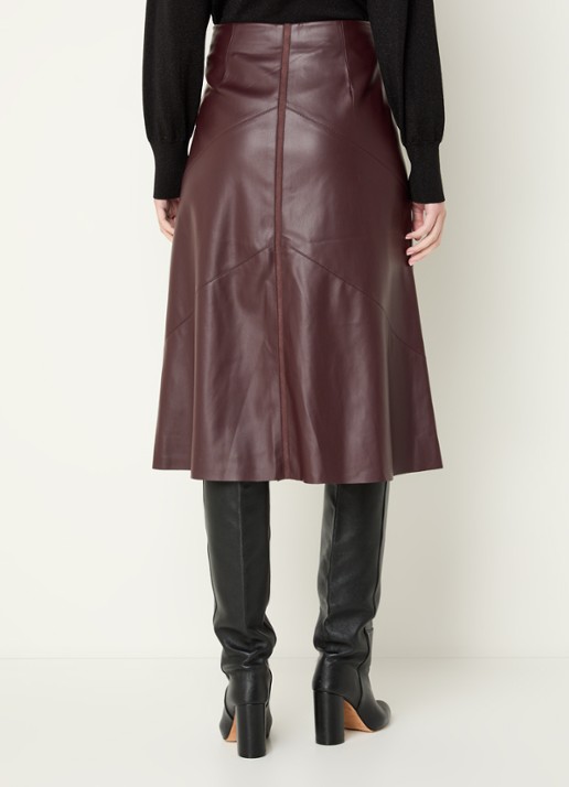 Bruuns Bazaar Eleen midi rok met blinde ritssluiting - achterkant bordeauxrood