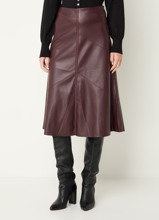 Bruuns Bazaar Eleen midi rok met blinde ritssluiting - detail 2 bordeauxrood