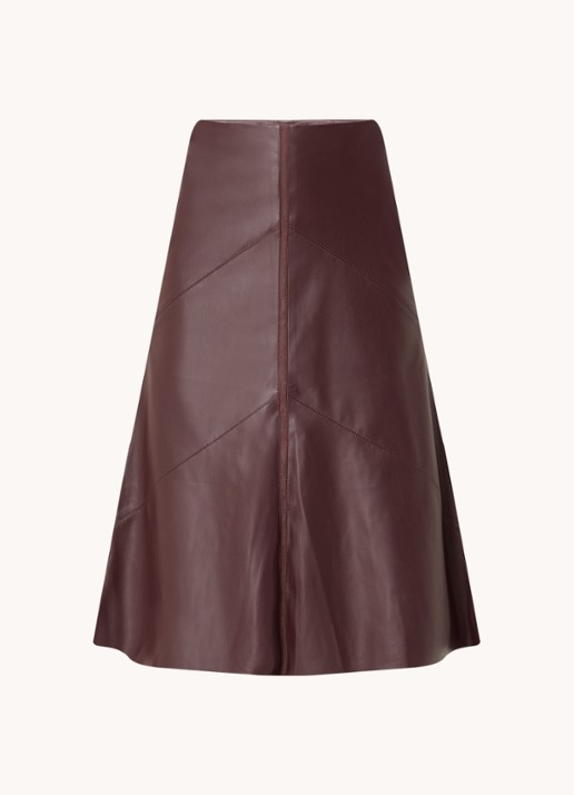 Bruuns Bazaar Eleen midi rok met blinde ritssluiting - voorkant 3 bordeauxrood