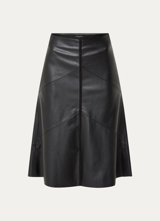 Bruuns Bazaar Eleen midi rok met blinde ritssluiting - voorkant zwart