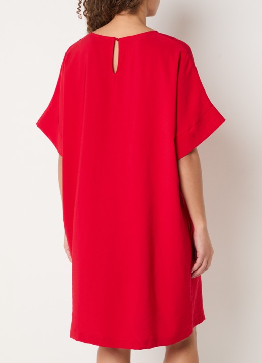 Bruuns Bazaar Gigi midi jurk met vlindermouw - achterkant rood