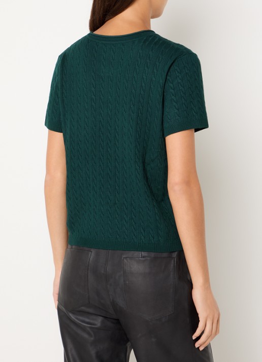 Bruuns Bazaar Glenda kabelgebreide T-shirt - achterkant 4 groen