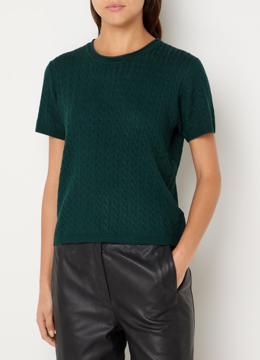 Bruuns Bazaar Glenda kabelgebreide T-shirt - detail 3 groen