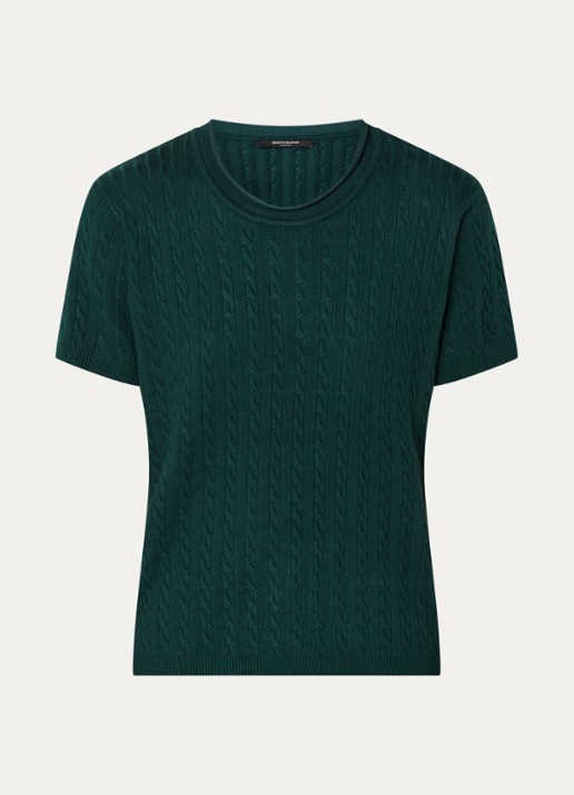 Bruuns Bazaar Glenda kabelgebreide T-shirt - voorkant groen