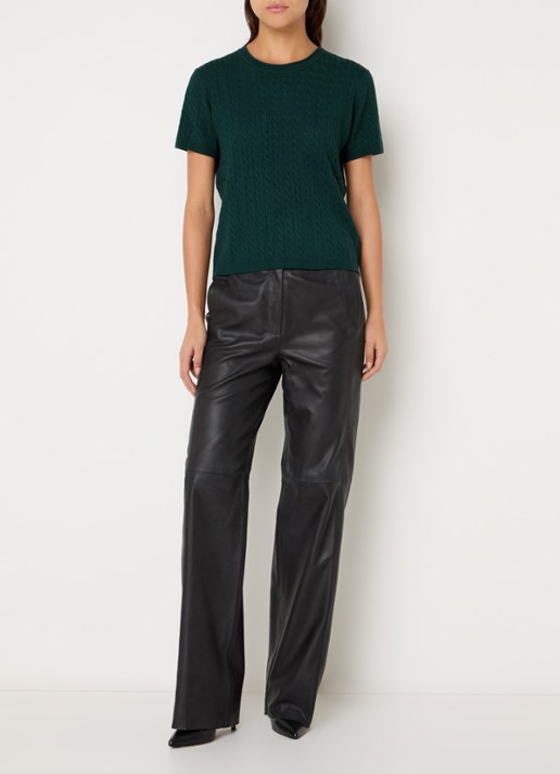 Bruuns Bazaar Glenda kabelgebreide T-shirt - voorkant 2 groen