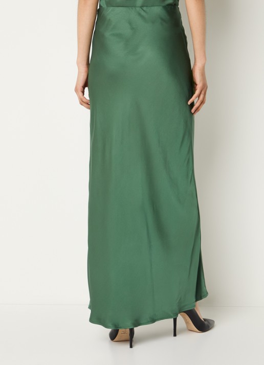Bruuns Bazaar High waist maxi rok van satijn - achterkant 2 groen