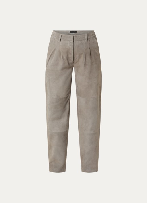 Bruuns Bazaar High waist wide fit broek met steekzakken - voorkant 2 taupe
