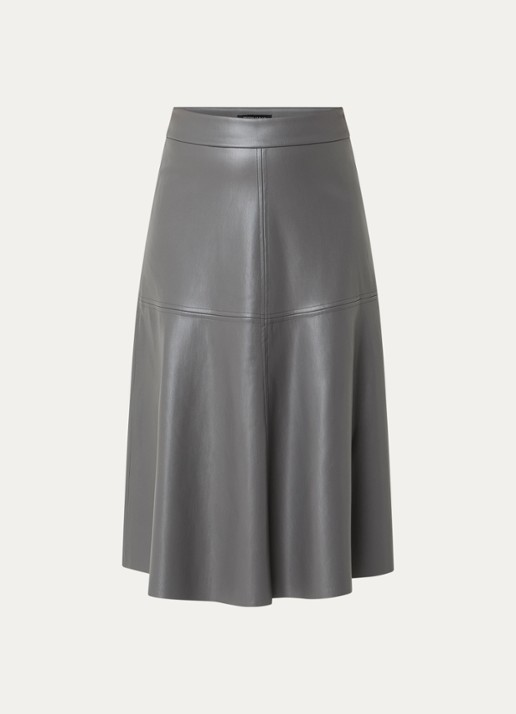 Bruuns Bazaar Imma midi rok van imitatieleer - voorkant 3 donkergrijs