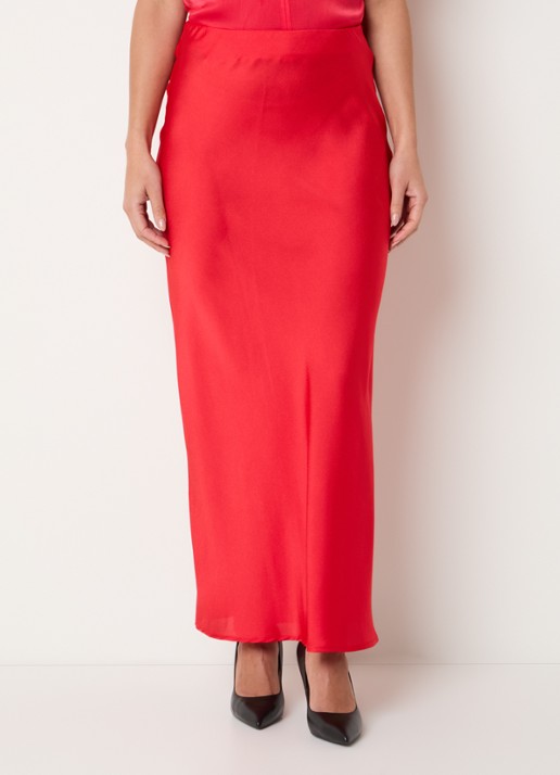 Bruuns Bazaar Joanelle maxi rok van satijn - detail 2 rood