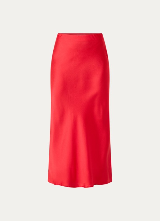 Bruuns Bazaar Joanelle maxi rok van satijn - voorkant 3 rood