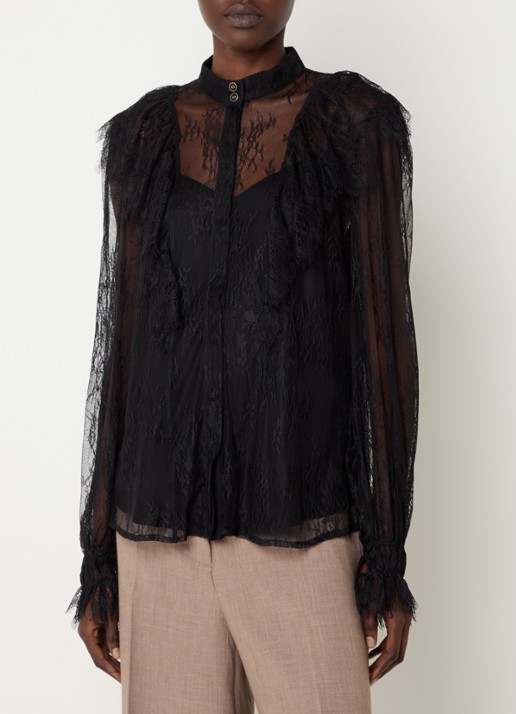 Bruuns Bazaar LaccoBBYonas semi-transparante blouse van kant met volant