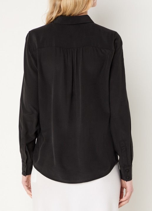Bruuns Bazaar Lillie Corinna blouse van zijde - achterkant 3 zwart