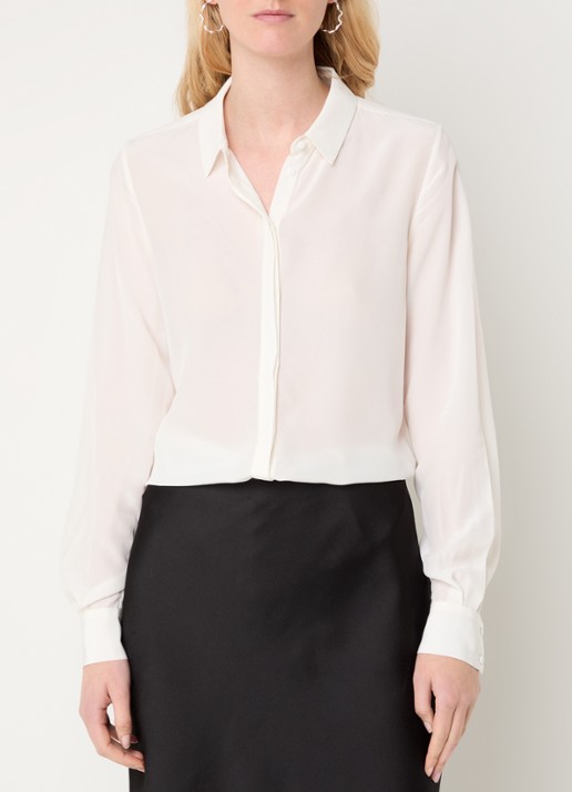 Bruuns Bazaar Lillie Corinna blouse van zijde - detail 2 gebroken wit