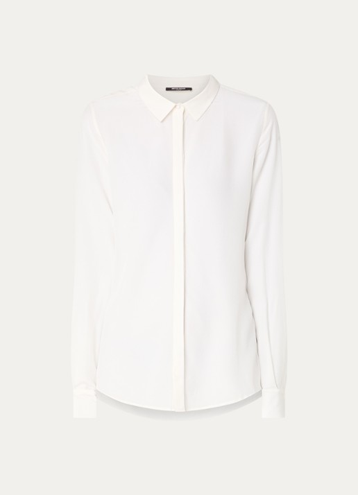 Bruuns Bazaar Lillie Corinna blouse van zijde - voorkant 3 gebroken wit