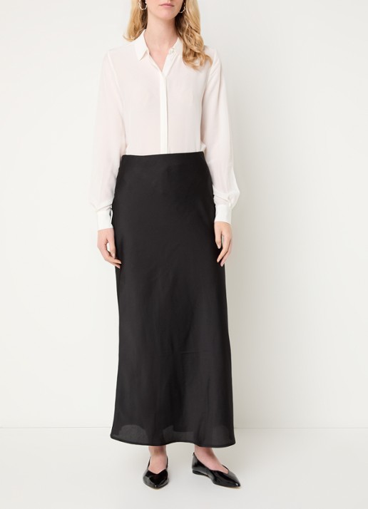 Bruuns Bazaar Lillie Corinna blouse van zijde - voorkant 4 gebroken wit
