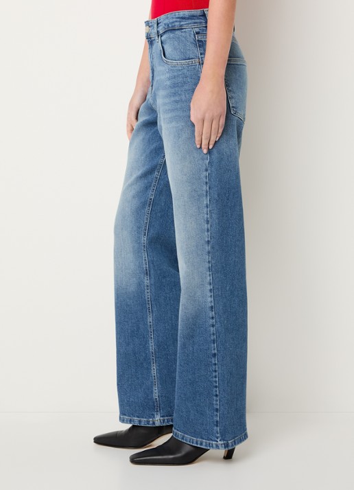 Bruuns Bazaar Lucie high waist loose fit jeans met lichte wassing - detail 3 indigo