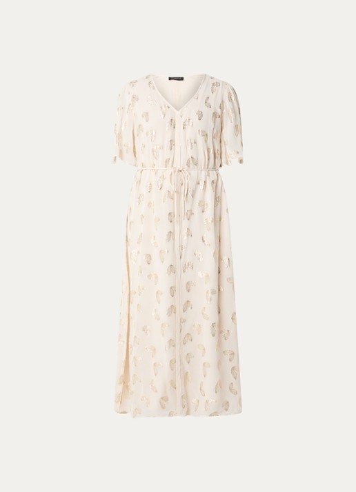 Bruuns Bazaar Majlyasa maxi tuniekjurk met print en lurex - voorkant 3 creme