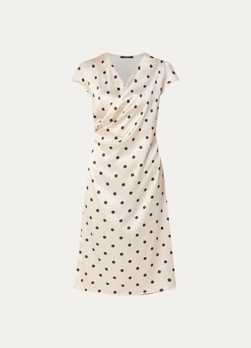 Bruuns Bazaar MatzaBBNeema midi jurk met stippenprint - voorkant 2 beige