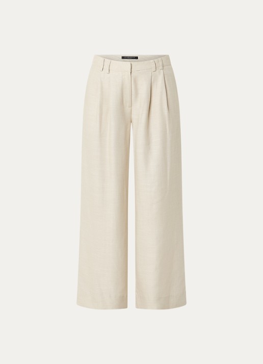 Bruuns Bazaar Mid waist loose fit pantalon met steekzakken - voorkant gebroken wit