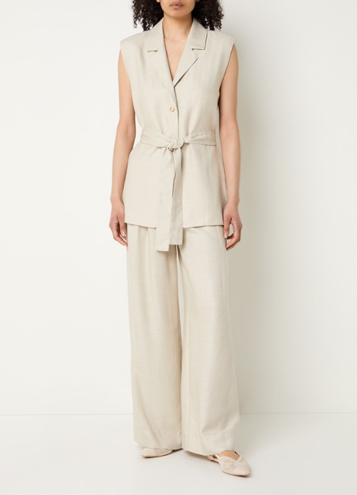 Bruuns Bazaar Mid waist loose fit pantalon met steekzakken - voorkant 2 gebroken wit