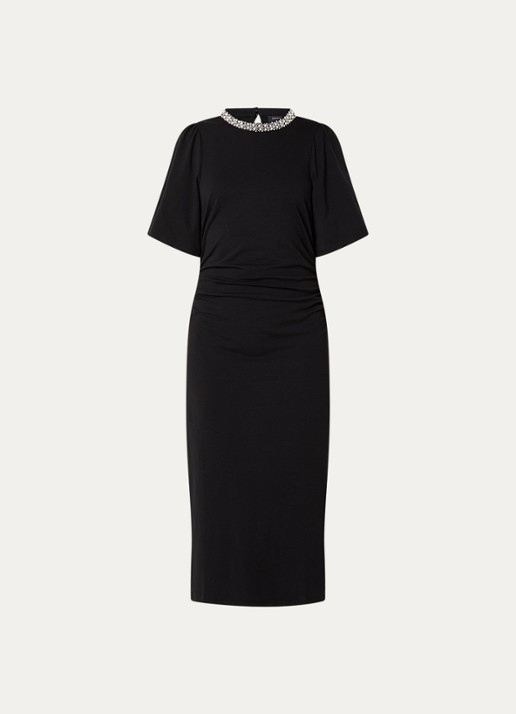 Bruuns Bazaar Nathala maxi jurk met split  - voorkant blauw