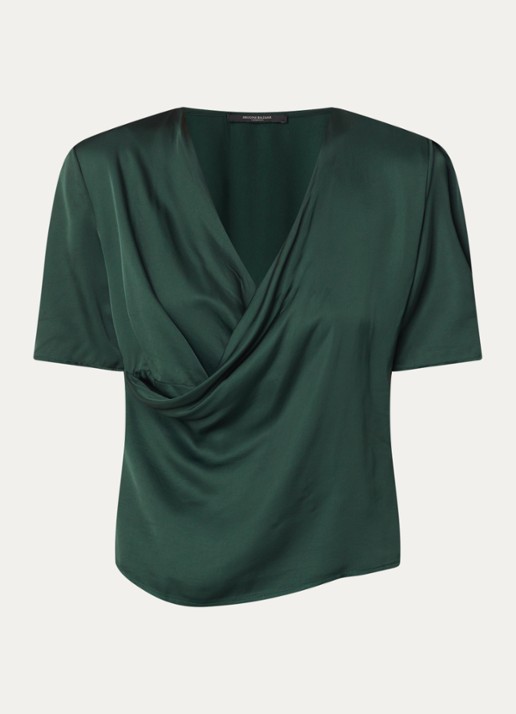 Bruuns Bazaar Neemas top van satijn - voorkant 3 groen