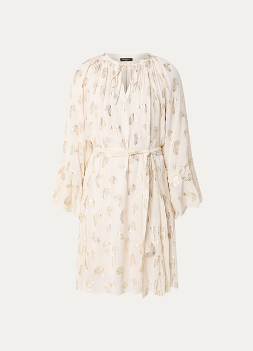 Bruuns Bazaar Syrena tuniekjurk met print en lurex - voorkant creme