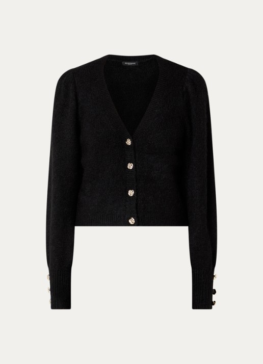 Bruuns Bazaar Syringa grofgebreid vest in wolblend - voorkant 3 zwart