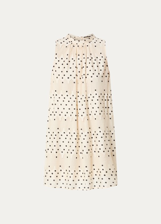 Bruuns Bazaar Tahina mini jurk met sjaalkraag - voorkant ivoor