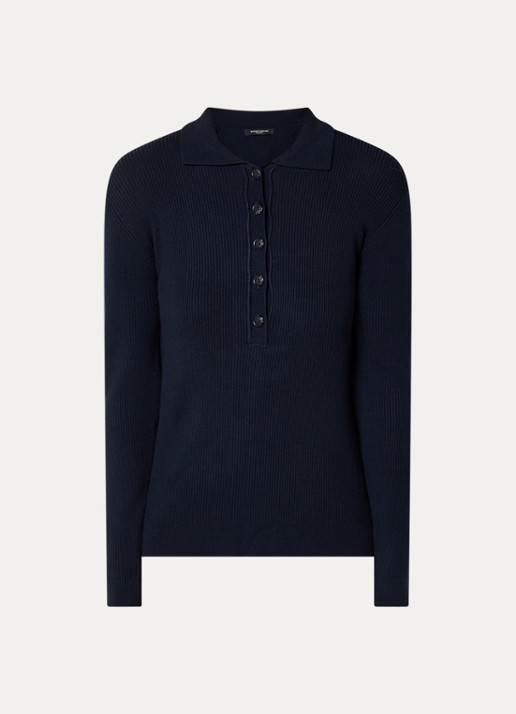 Bruuns Bazaar Top met knoopsluiting - voorkant donkerblauw