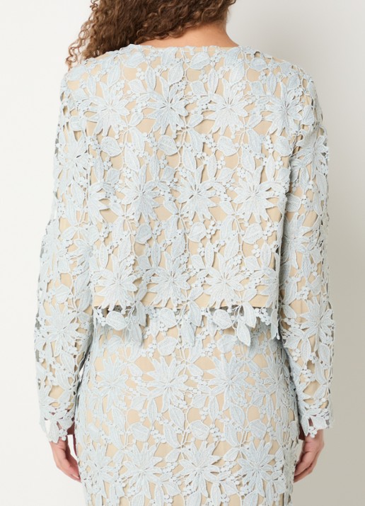 Bruuns Bazaar Toqa cropped blouse van kant - achterkant lichtblauw