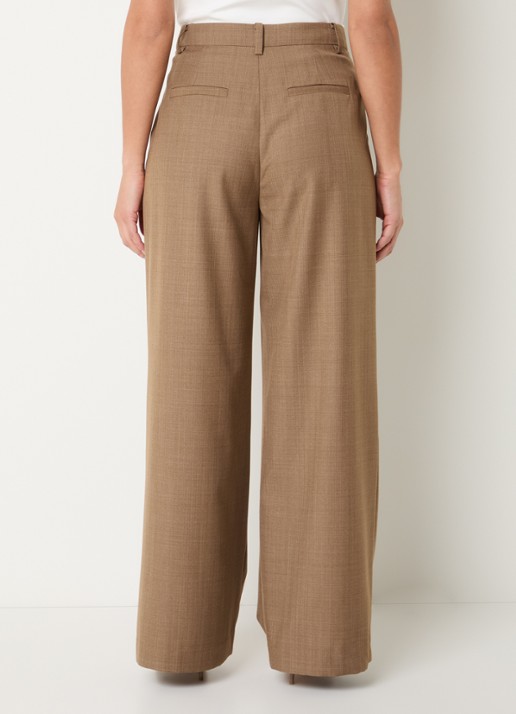 Bruuns Bazaar Vala high waist wide fit pantalon met steekzakken - achterkant 2 bruin