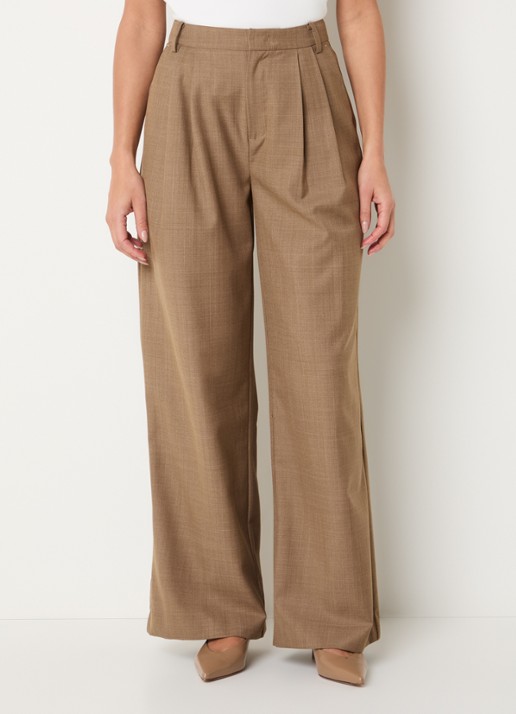 Bruuns Bazaar Vala high waist wide fit pantalon met steekzakken
