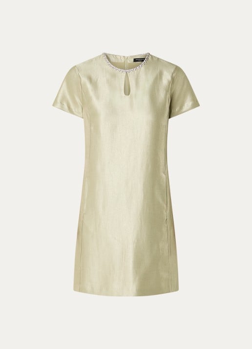 Bruuns Bazaar Vinna mini jurk met ronde hals - voorkant 3 goud