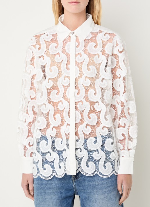 Bruuns Bazaar Viveca semi-transparante blouse van mesh met broderie