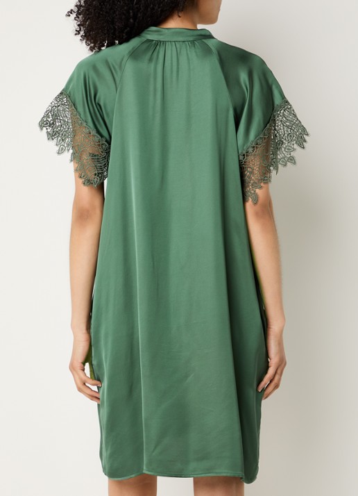 Bruuns Bazaar Wenny mini jurk met broderie en vlindermouw - achterkant 4 groen