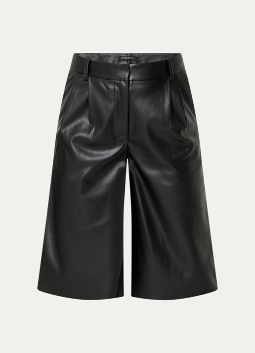 Bruuns Bazaar Winya high waist wide fit shorts met steekzakken - voorkant 3 zwart