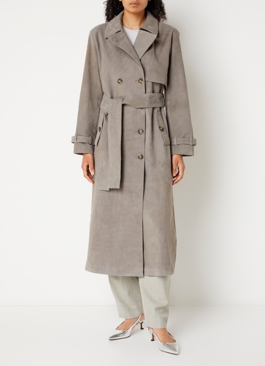 Bruuns Bazaar Wiolas trenchcoat van suéde met ceintuur