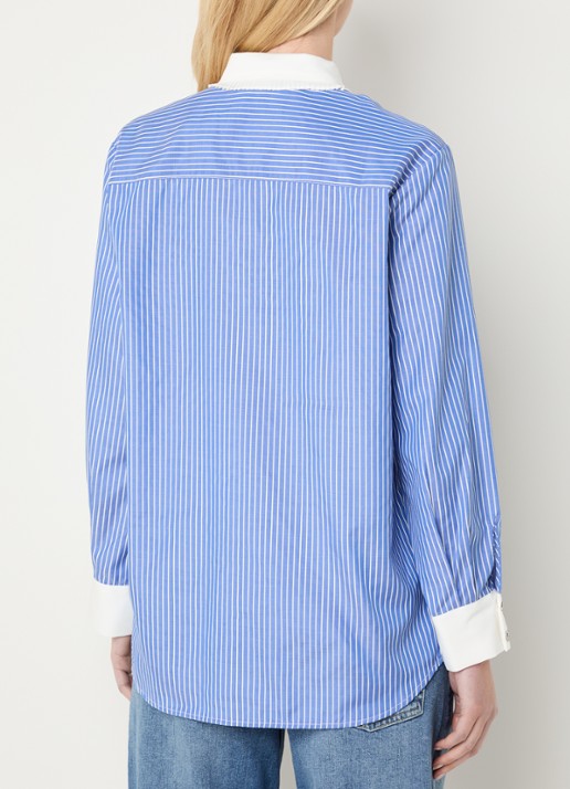 Bruuns Bazaar Ziana blouse met streepprint - achterkant 4 blauw