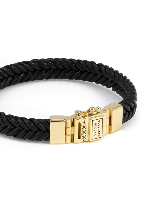 Buddha to Buddha Barbara armband van gevlochten leer - detail 4 goud