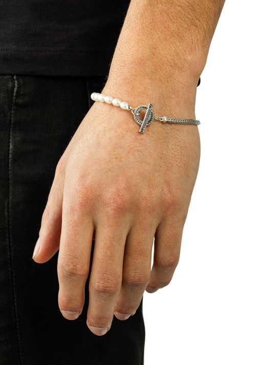 Buddha to Buddha Barbara armband van zilver met zoetwaterparel - detail 3 zilver