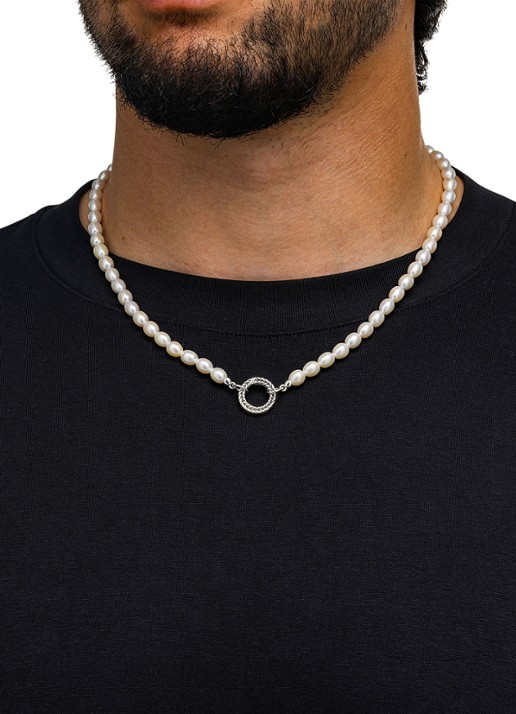 Buddha to Buddha Barbara parelketting XS  - detail 5 zilver