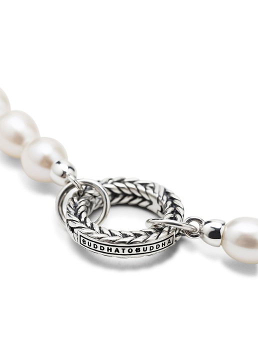 Buddha to Buddha Barbara parelketting XS  - voorkant 2 zilver