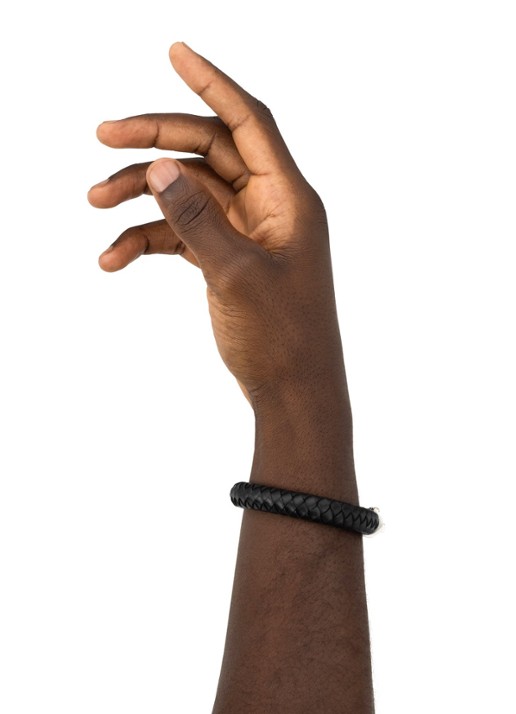 Buddha to Buddha Ben armband van leer  - voorkant 2 zwart
