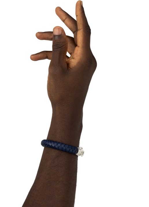 Buddha to Buddha Ben armband van leer - voorkant 2 donkerblauw